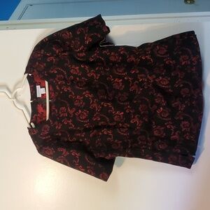 Liz Claiborne Black and Red Floral Top